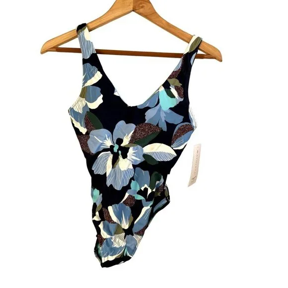 Athleta Blue Floral Tropical One Piece Swimsuit XS - Picture 5 of 14